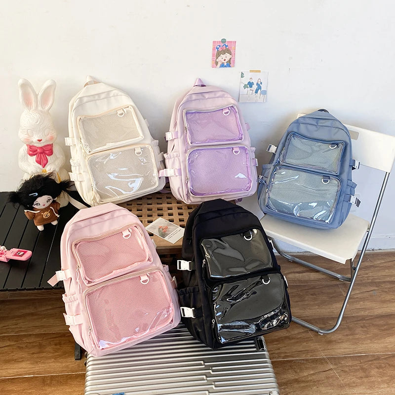 Japanese Style Transparent Ita Bag - Large Capacity Fashion Backpack for Women and College Students, Ideal for Comic Cons and School Use