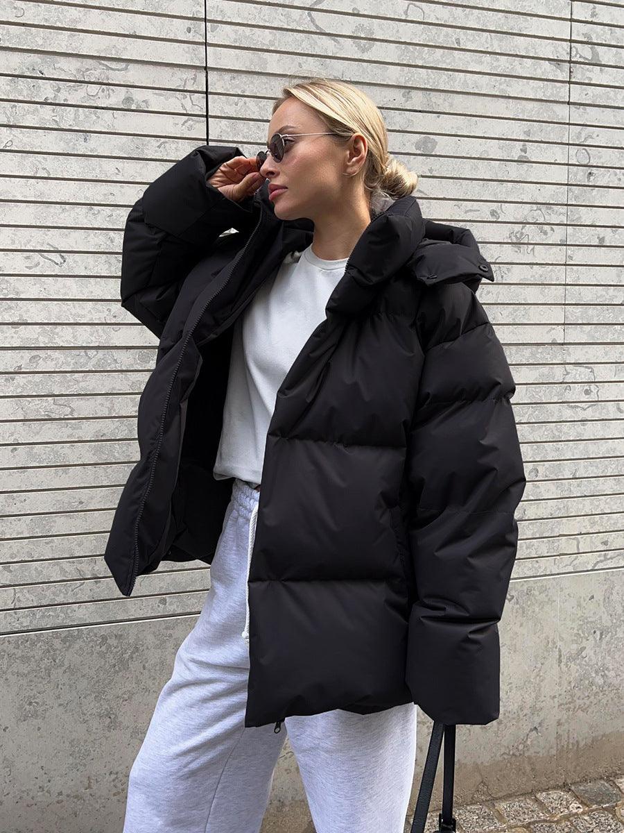 Coat with Removable Hood Cotton Jacket for Winter Warm and Windproof