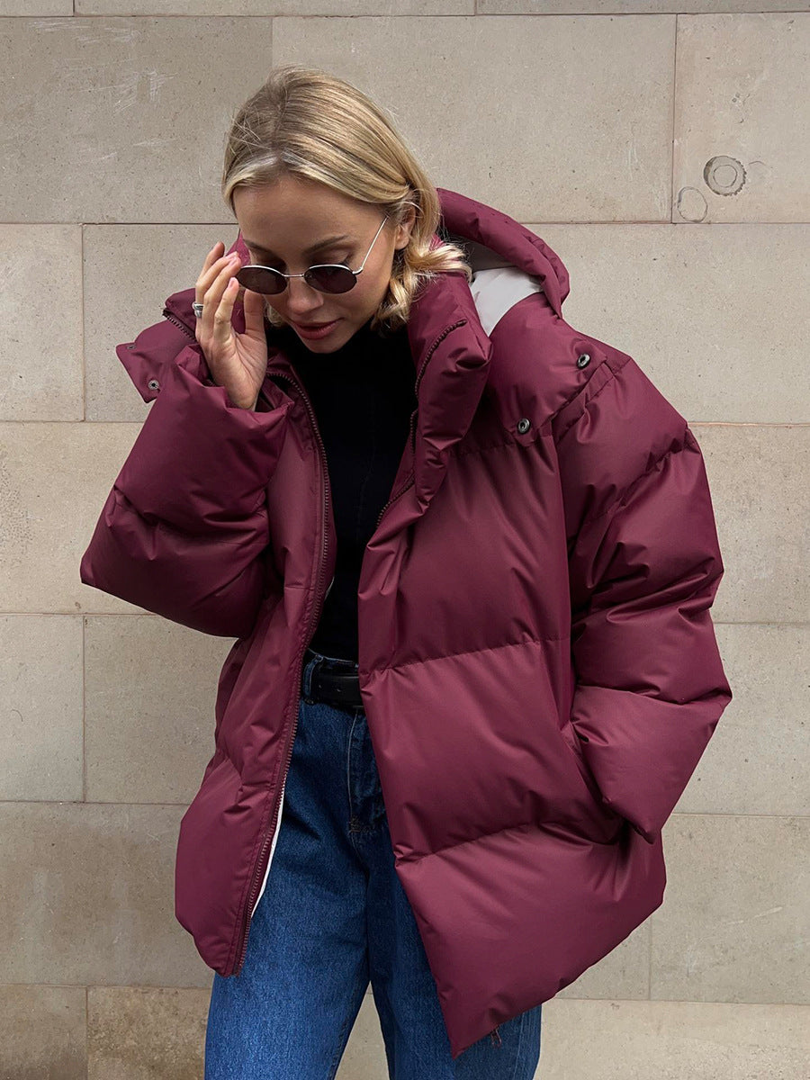 Coat with Removable Hood Cotton Jacket for Winter Warm and Windproof